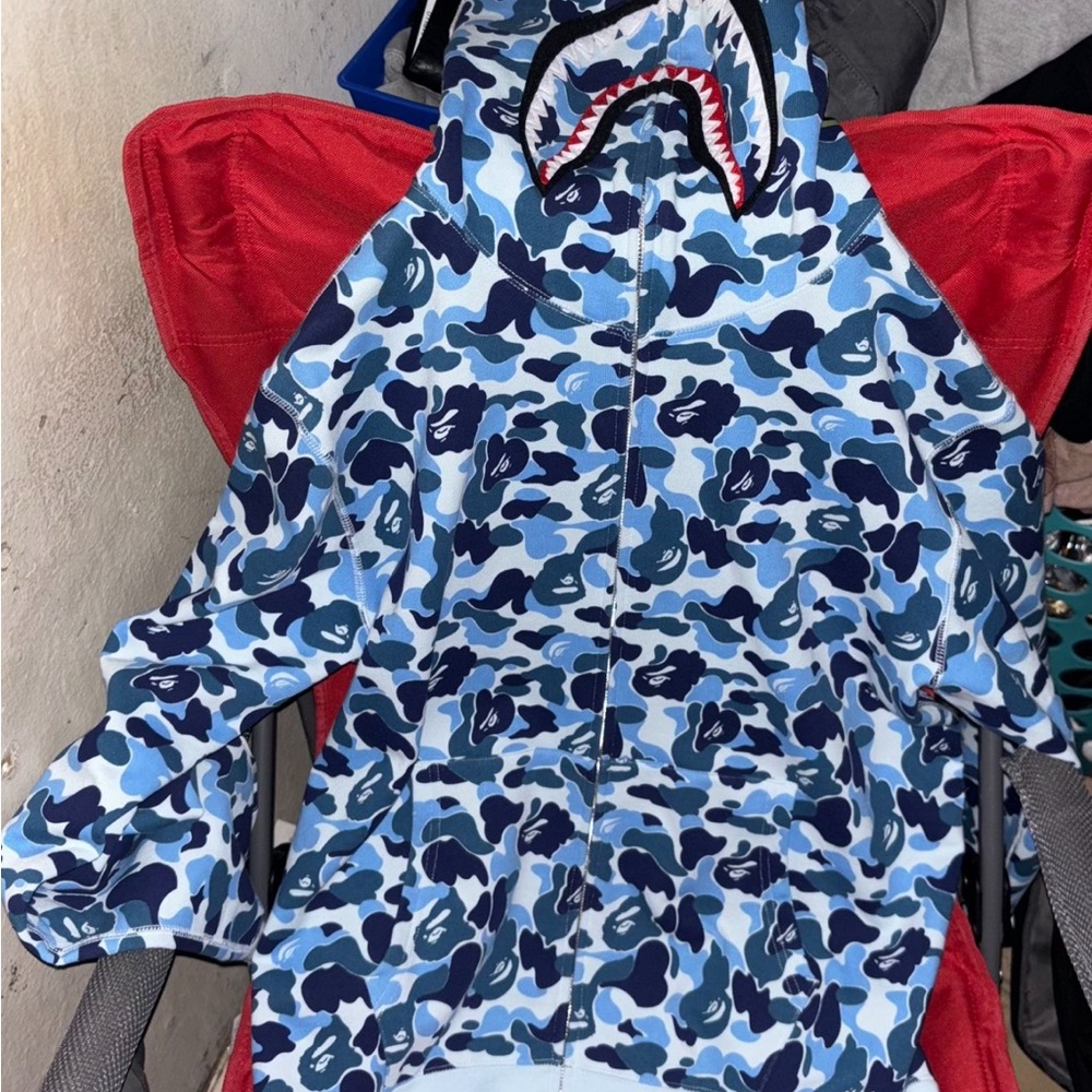 Bape Blue Camo Shark Hoodie